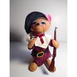 Annalee Dressed Mouse Figurine Pilgrim With Rifle Thanksgiving Festive 6in